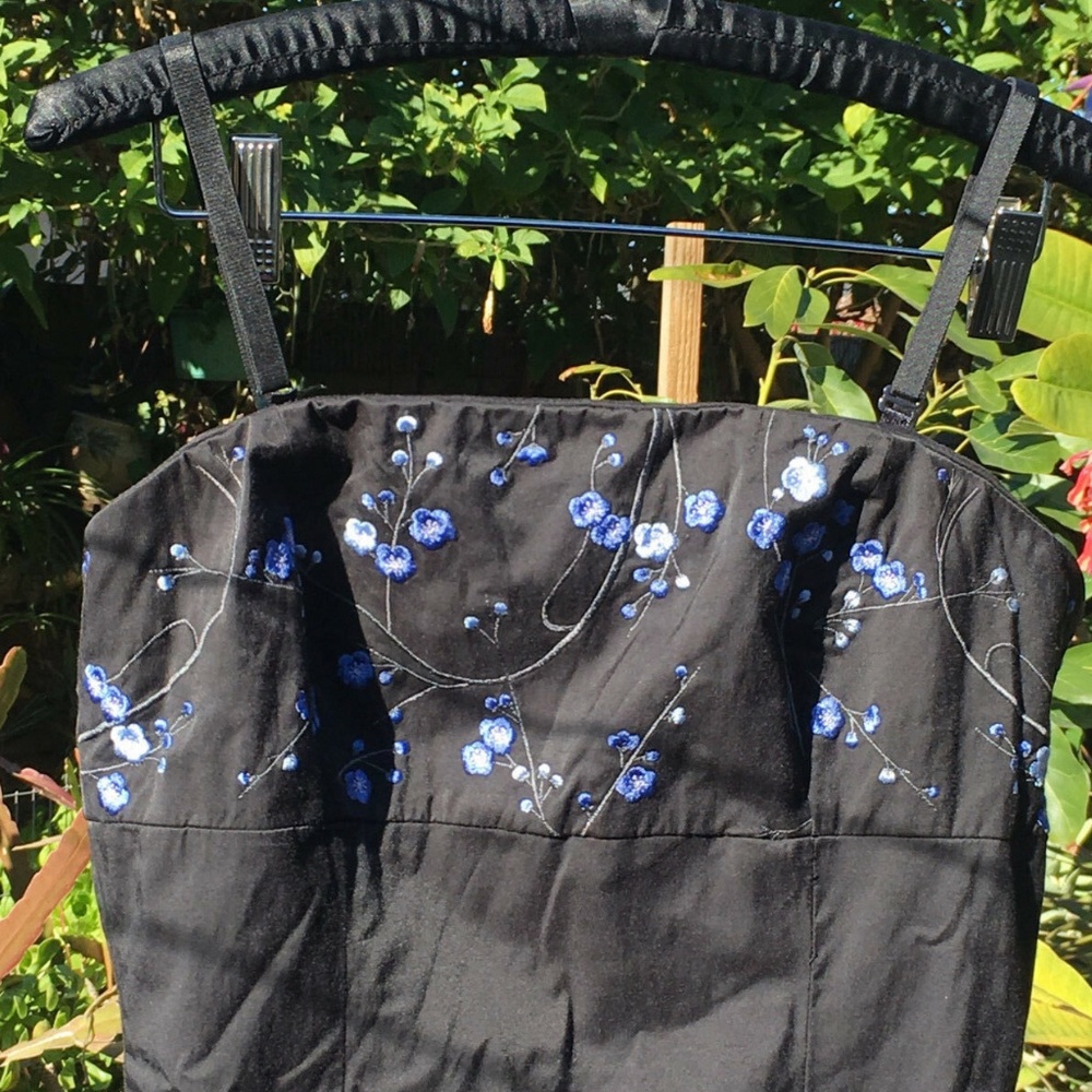 Vintage rockabilly pinup black blue dress goth Y2K Coachella size 7/8 valentines